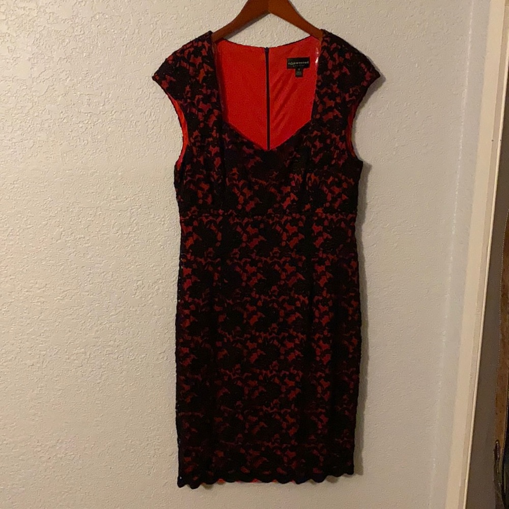 Women’s sz 16 lace Red & Black cocktail dress